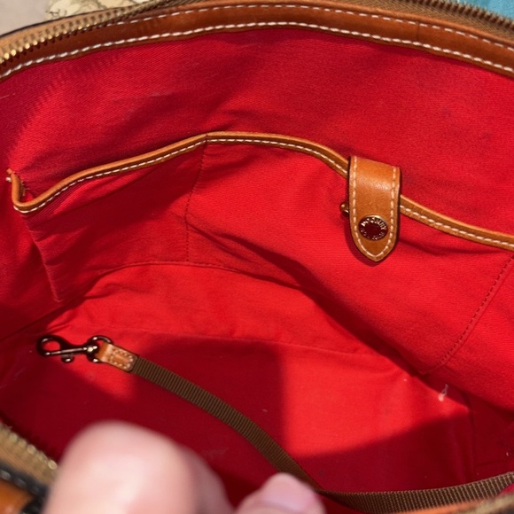 Dooney Bourke   Dome top satchel pebble, leather black/cinnamon, brown  trim EUC - Picture 16 of 17